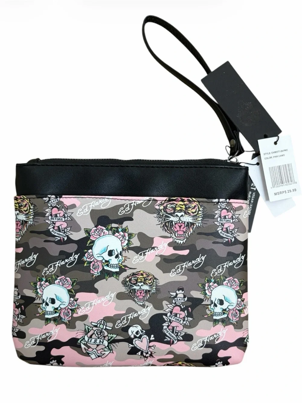 ED HARDY Wristlet/ cosmetic bag NWT pink camo